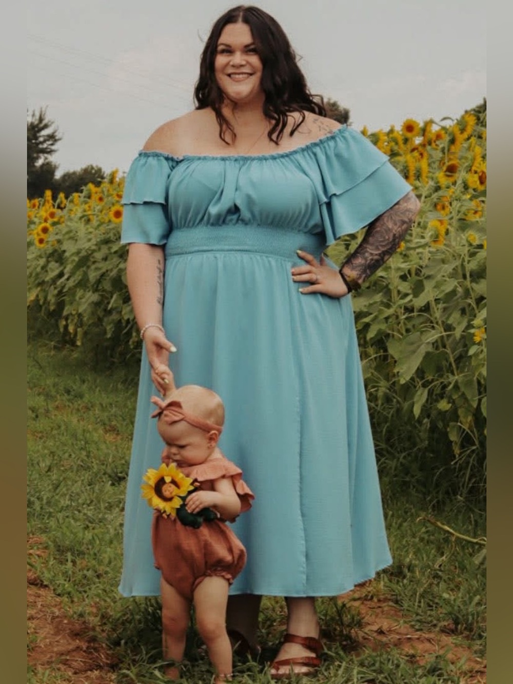 Chic Soul 3x Blue Off The Shoulder plus Maxi Dress Baby Shower Photos Beach